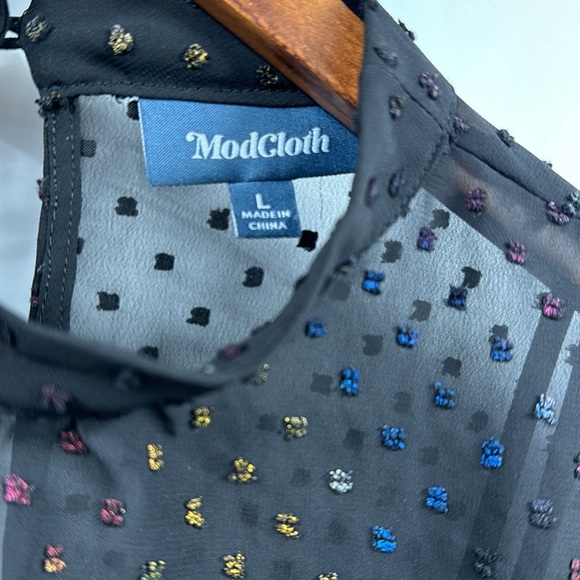 Modcloth Established Aplomb Rainbow Swiss Dot Long Sleeve Dress Size Large - Picture 12 of 12